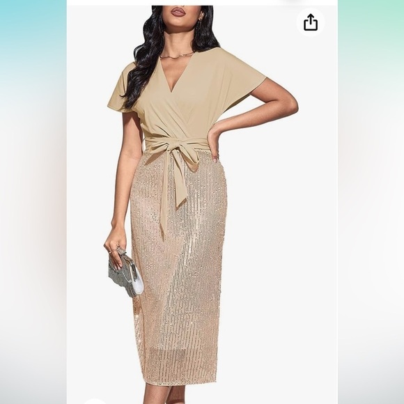 NWT GRACE KARIN Women's Short Sleeve Dress Sequin Cocktail Party *missing belt* - Picture 1 of 3
